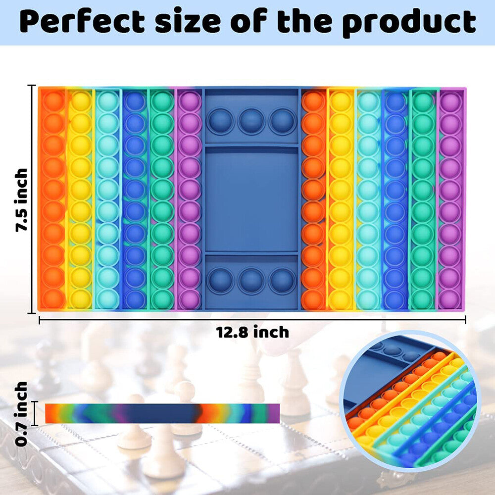 Rainbow Chess Board Toy Big Size Fidget Dice Pop Push It Bubble Sensory Games US