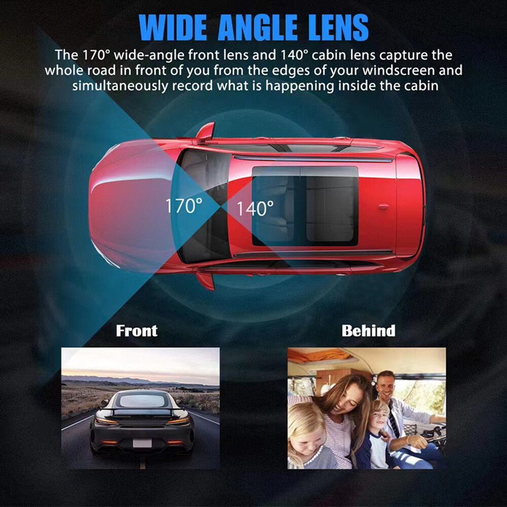 HD 1080P Car Dual Lens Dash Cam Front Rear inside Video Recorder Camera G-Sensor