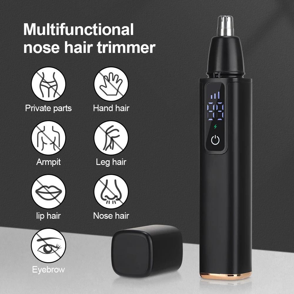 Nose Ear Hair Trimmer W/ LED Display USB Rechargeable Nose Trimmer Rechargeable