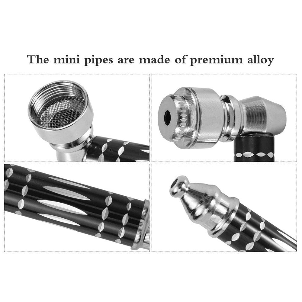 3 1/2" Metal Smoking Pipe W/Lid Tobacco Pipe Metal Hand Pipe Mini Metal Pipe US