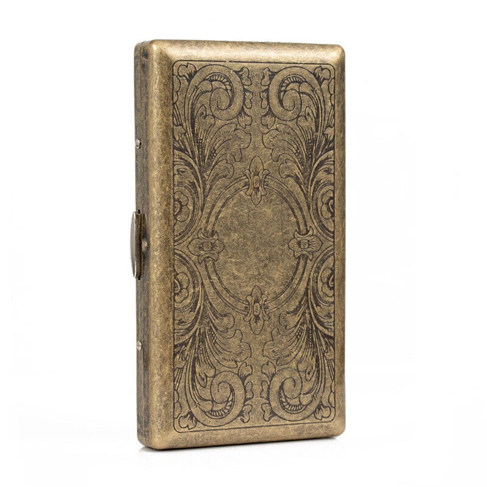 Retro Bronze Metal Cigarette Case Holder Box for King Size or 20'S Cigarettes US