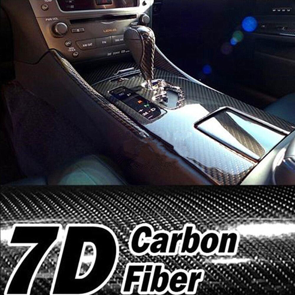Auto Accessories 7D Glossy Carbon Fiber Vinyl Film Car Interior Wrap Stickers US