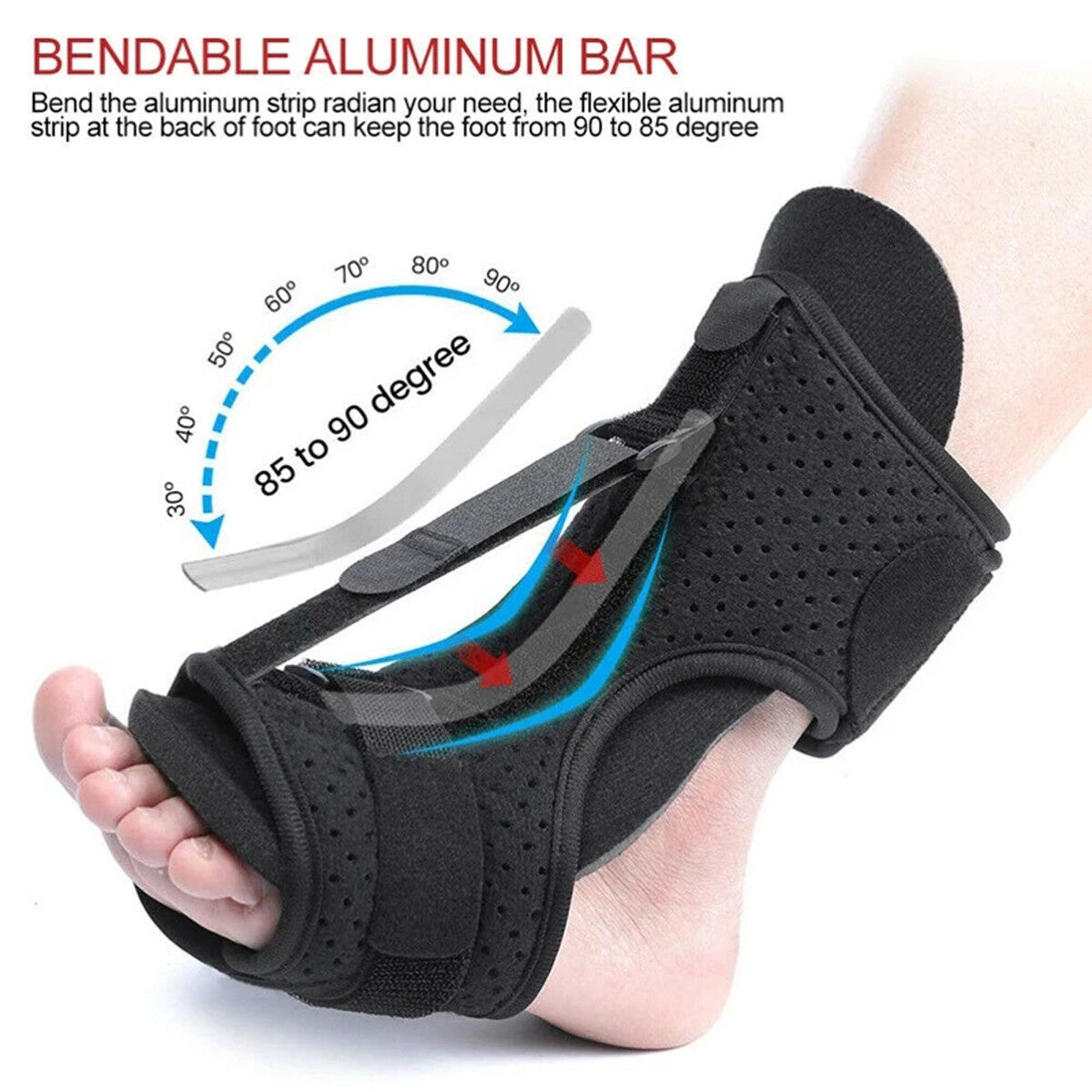 Plantar Fasciitis Night Splint Adjustable Foot Drop Ankle Brace Support Toe Pain