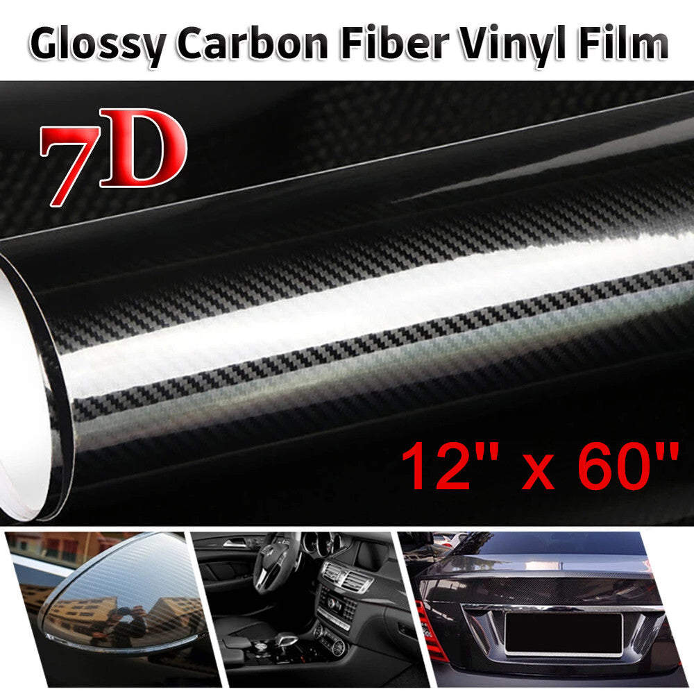 Auto Accessories 7D Glossy Carbon Fiber Vinyl Film Car Interior Wrap Stickers US