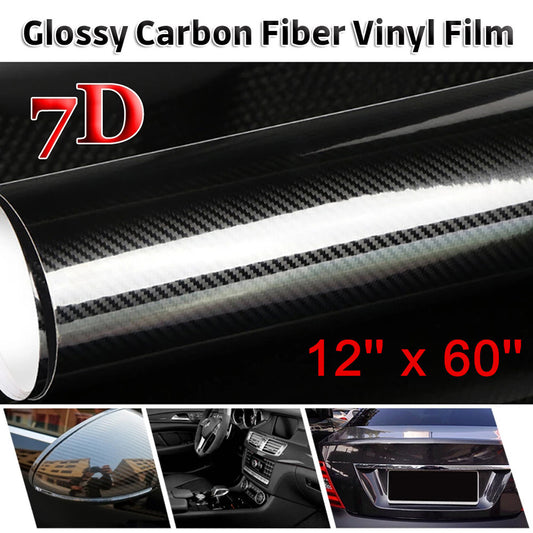 Auto Accessories 7D Glossy Carbon Fiber Vinyl Film Car Interior Wrap Stickers US