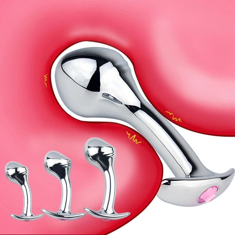 Metal Steel G-Spot Anal Butt Plug Prostate Massager Probe Sex Toys for Men Women