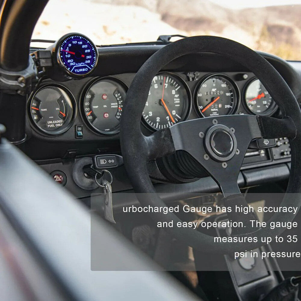 Digital Boost Gauge Universal 2" 52Mm 0-35 PSI Pressure Turbo Meter Smoked Face