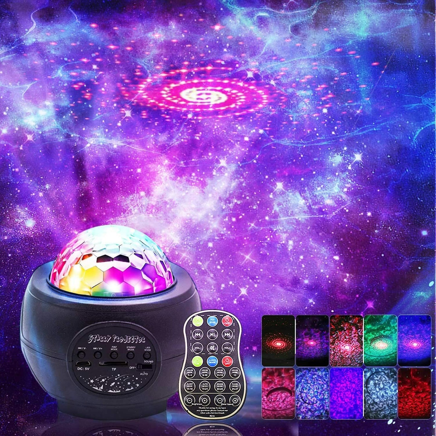Galaxy Projector Starry Sky Night Light Ocean Star Party Speaker LED Lamp Remote