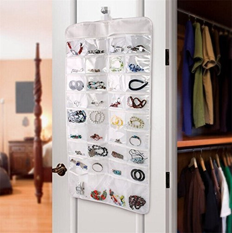 Bracelet Earring Ring Necklace 72 Pocket Hanging Jewelry Organizer Pouch Holder