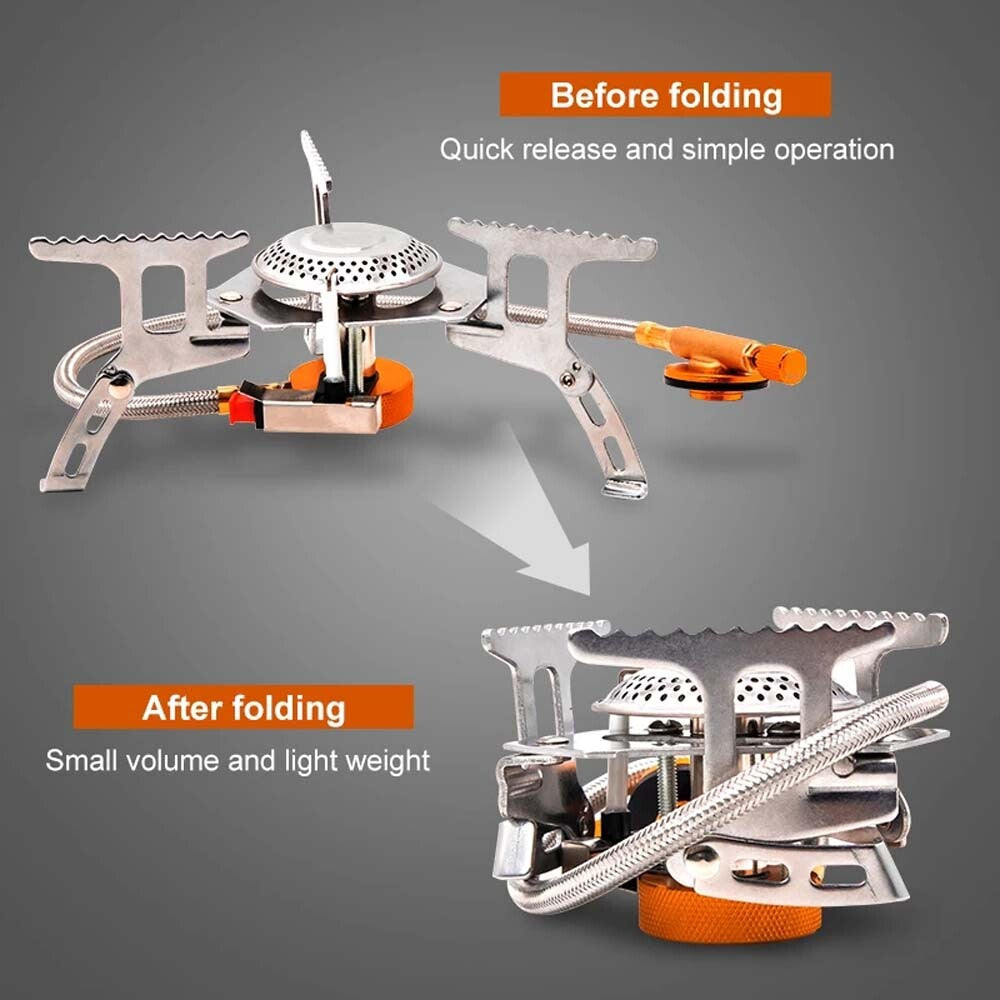 3900W Portable Backpacking Camping Gas Stove with Piezo Ignition Burner Case US