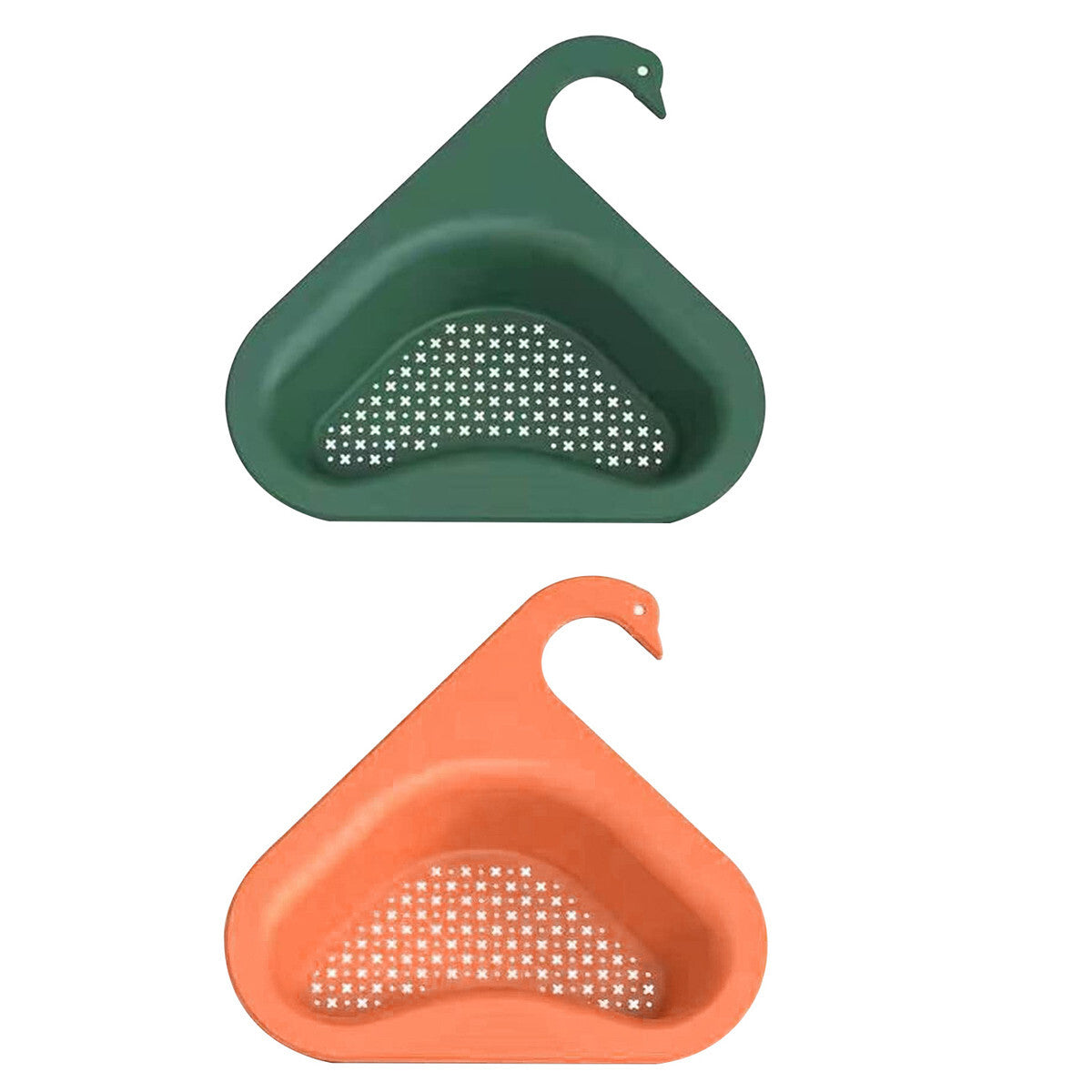 2 PCS Kitchen Sink Rack Strainer Basket Filter Swan-Shaped Drain ORANGE+GREEN US