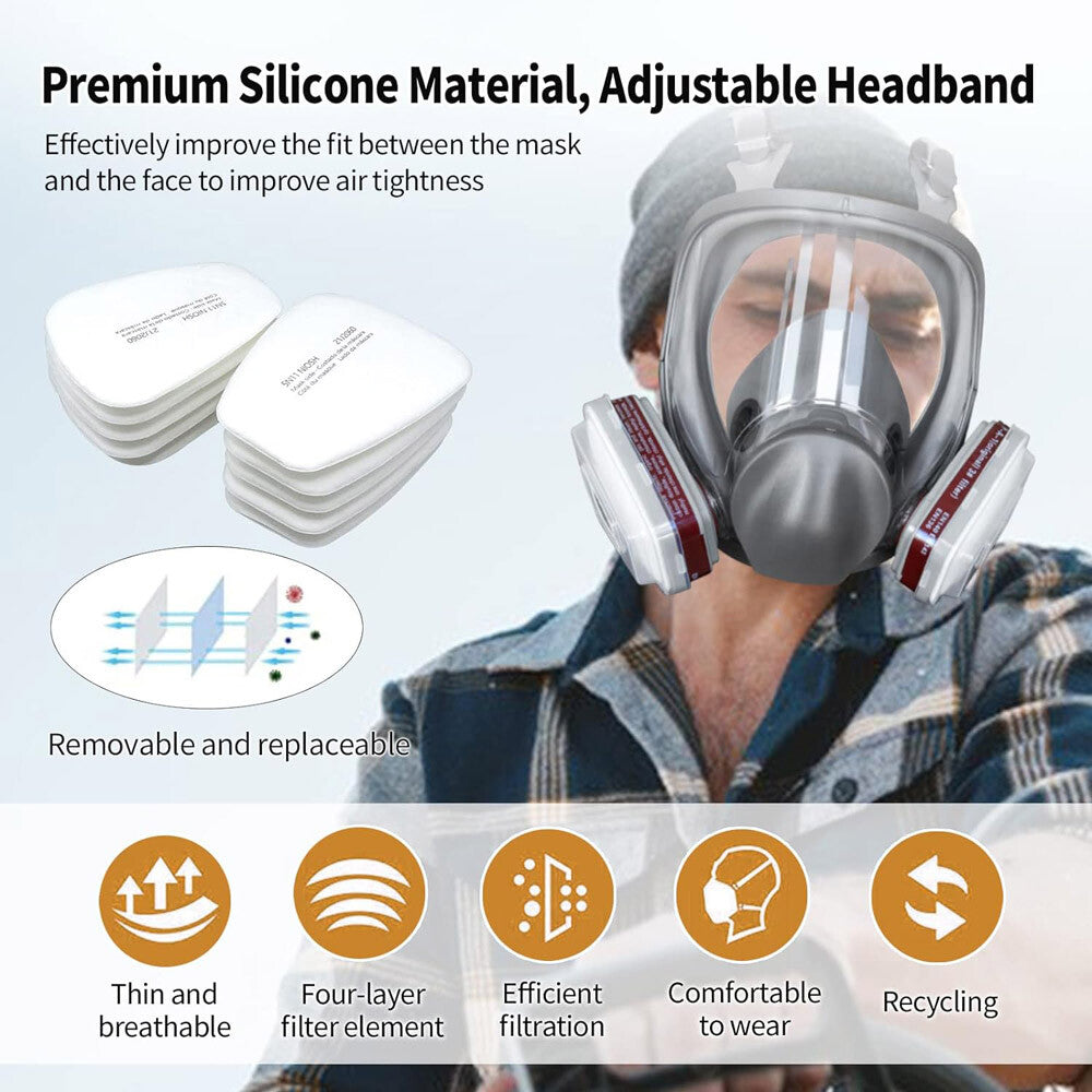Full Face Gas Mask Painting Spraying Respirator W/Filters for 6800 Facepiece US
