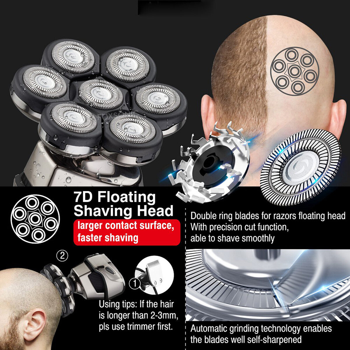 Men'S Razor Rotary Waterproof Electric Shaver Pop-Up Trimmer Wet Dry Cordless US