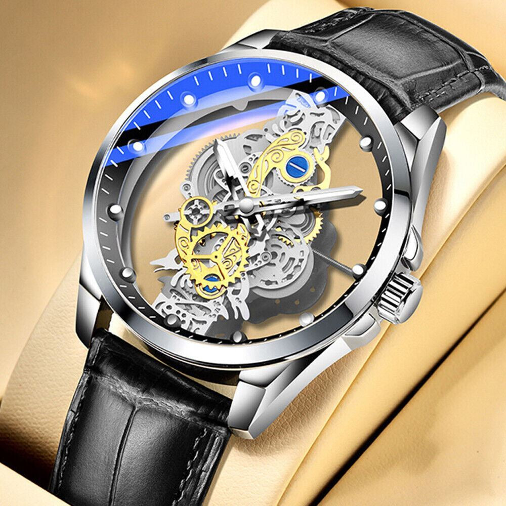 Hollow Skeleton Luxury Men'S Automatic Quartz Stainless Steel Watch Business USA