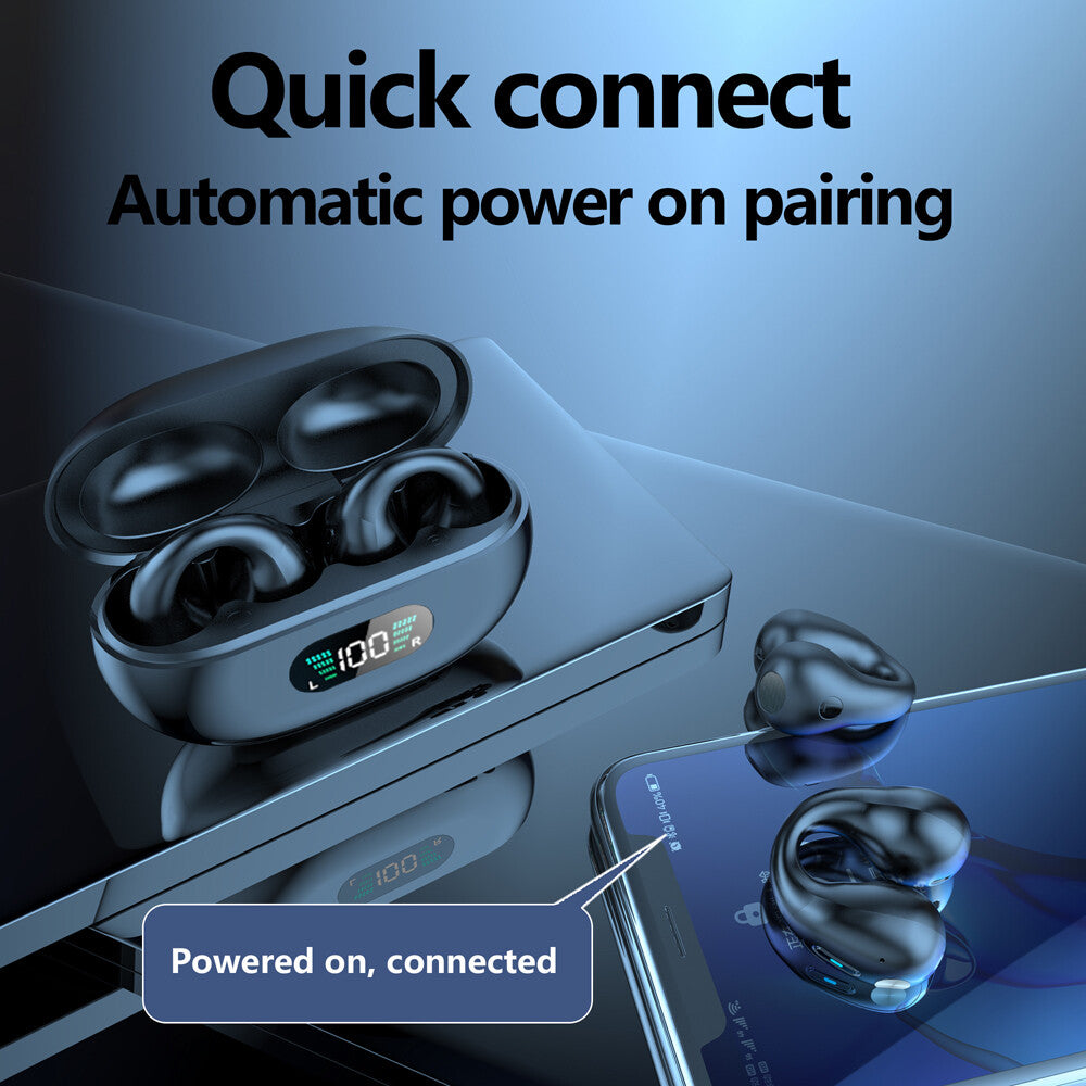 Bluetooth 5.3 Wireless Earbuds Ear Clip Bone Conduction Headphones Sport Headset