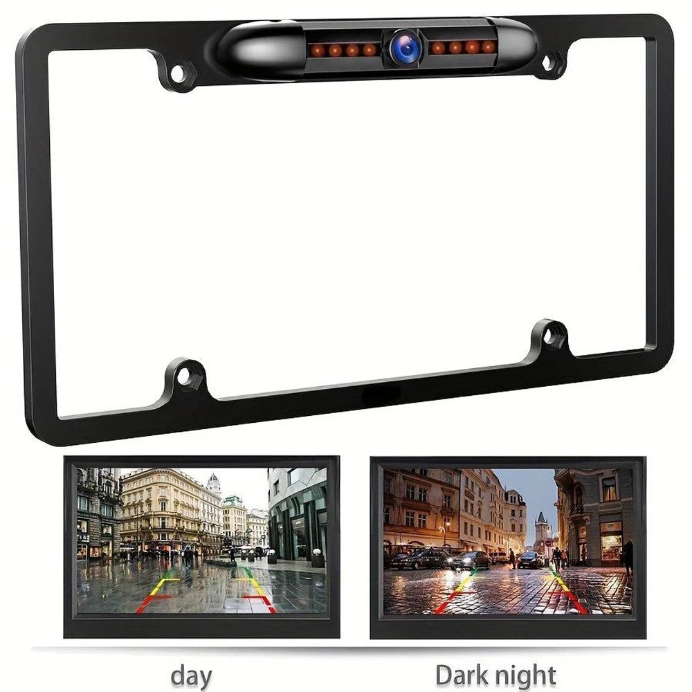 Backup Camera US License Plate Metal Frame Rear View CMOS HD LED Night Vision