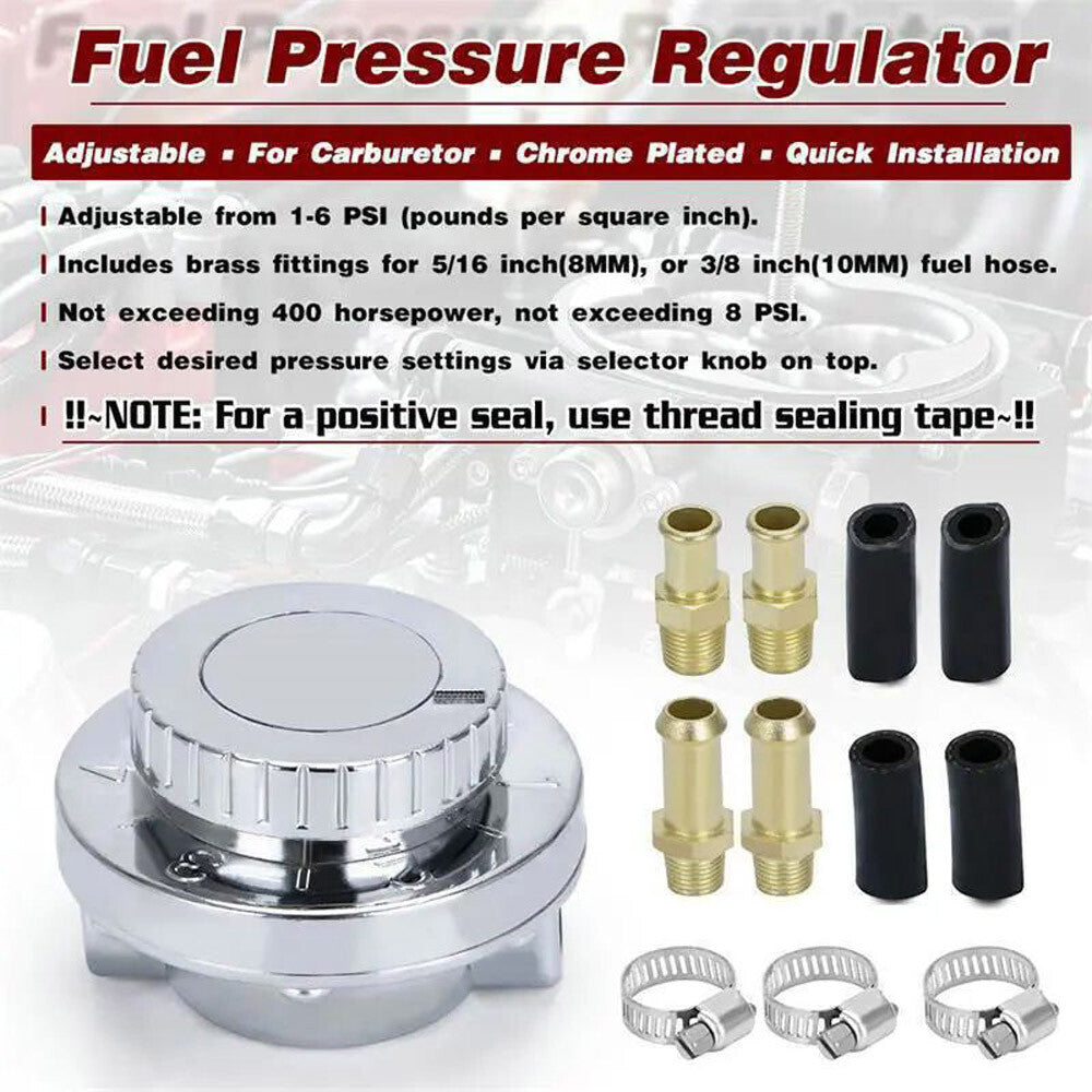 1-6 PSI Pressure Regulator Universal Adjustable Fuel Kit for Carburetor Engine
