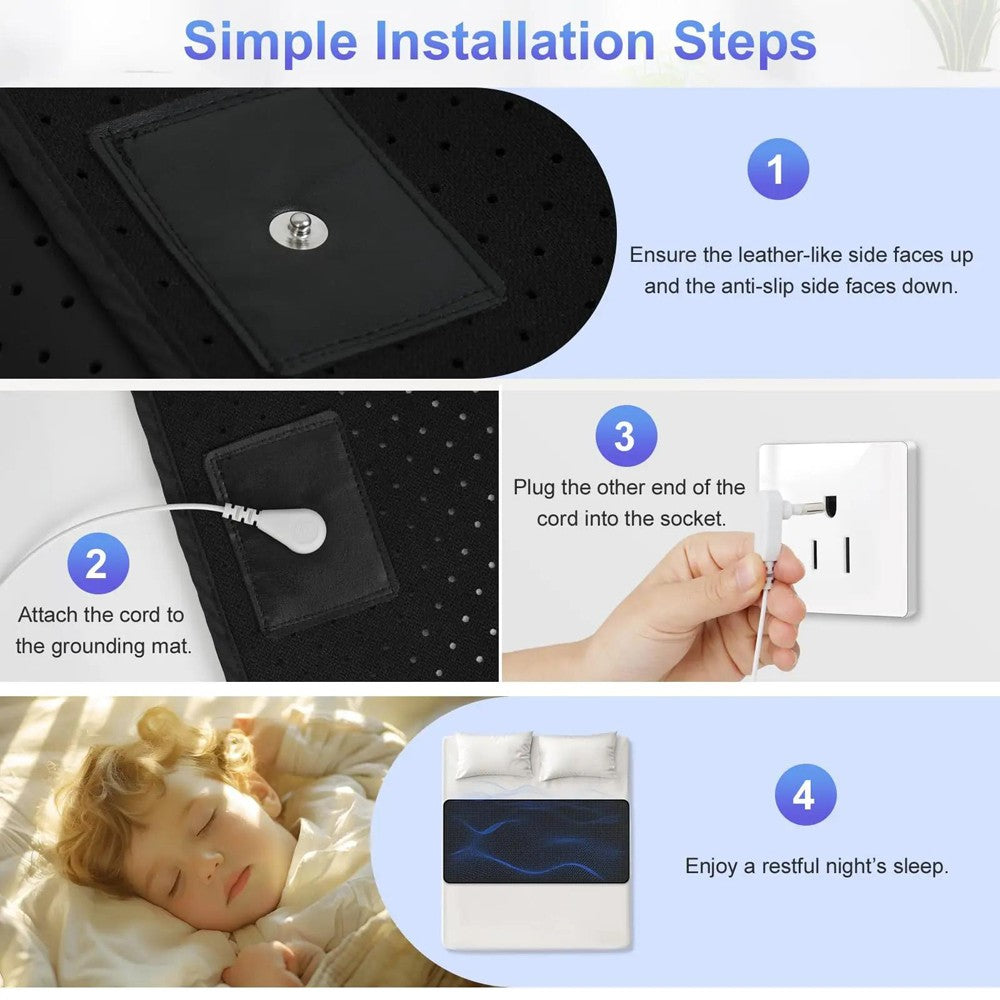 Therapy EMF Grounding Mats Conductive Carbon Faux Leather Pad for Better Sleep