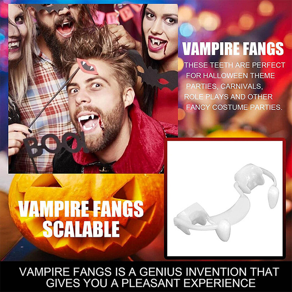 Halloween Retractable Vampire Teeth Dentures Zombie Teeth Fangs Cosplay Horrific