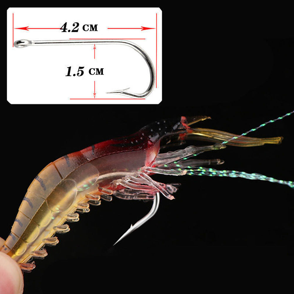 7X Luminous Fishing Bait Lure Artificial Shrimp Lures Soft Hook Prawn Bait Kit