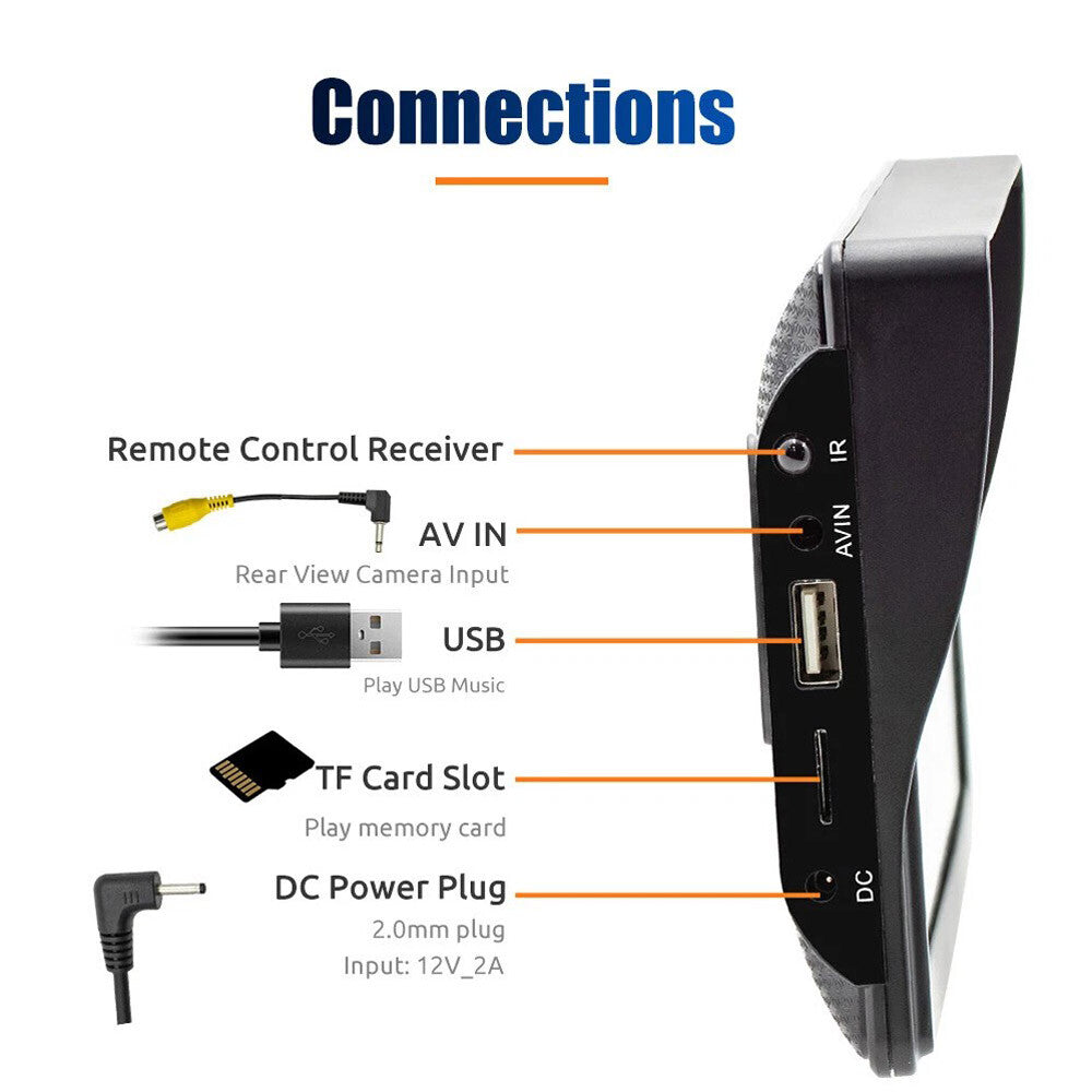 7" Portable Wireless Car Stereo with Carplay Android Auto Play FM & Backup Cam