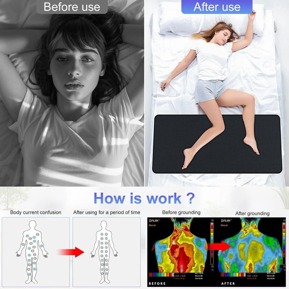 Therapy EMF Grounding Mats Conductive Carbon Faux Leather Pad for Better Sleep