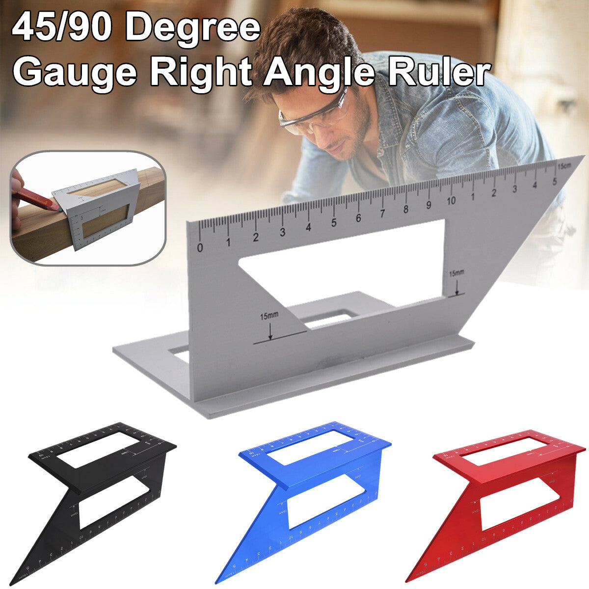 45/90 Degree Gauge Right Angle Ruler Measuring Woodworking Measuring Protractor