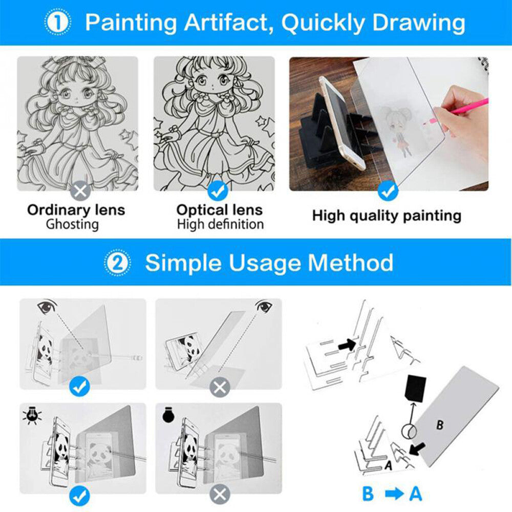 9'' Sketch Pad Tracing Drawing Board Optical Projector Art Painting Reflection