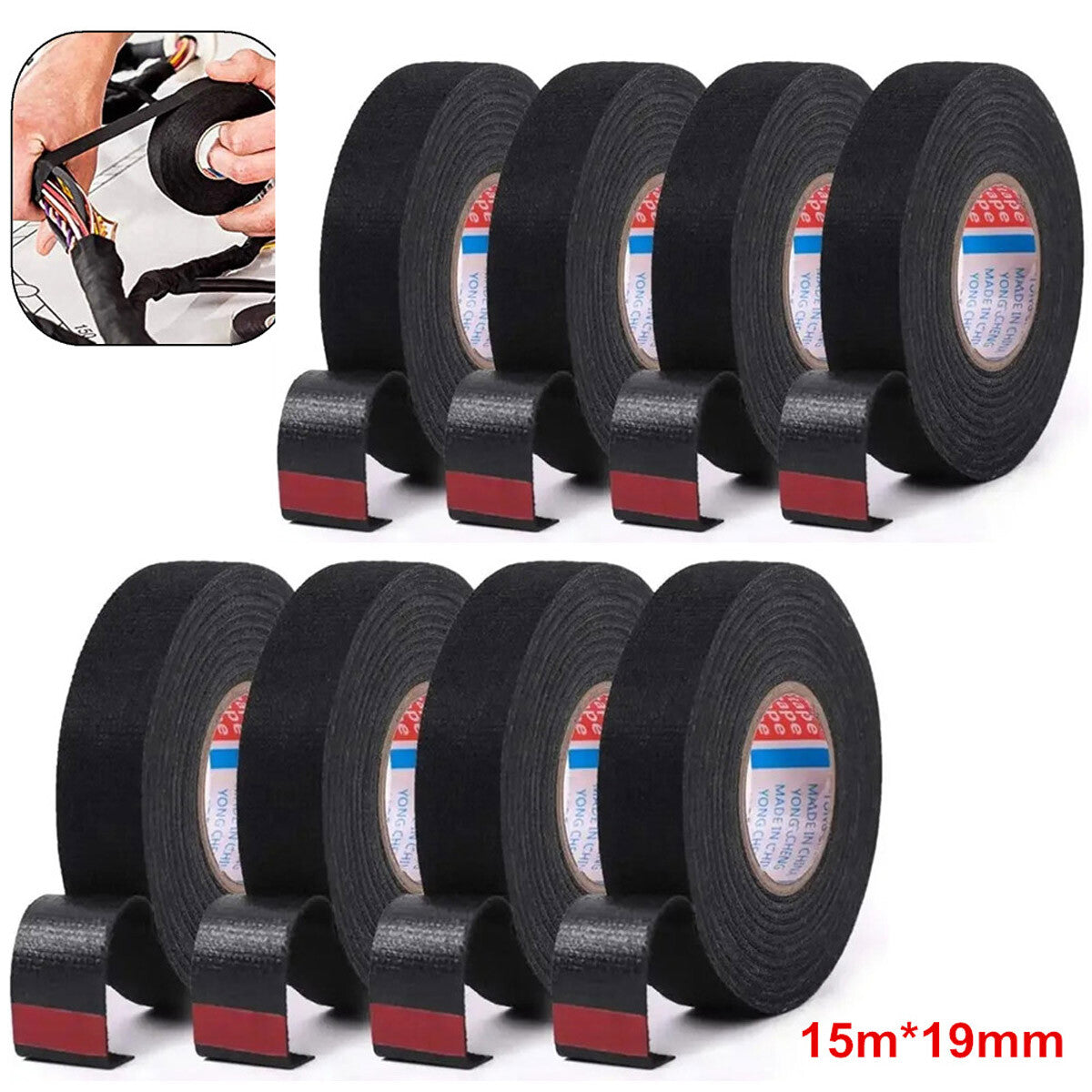 8 Rolls Cloth Tape Wire Electrical Wiring Harness Car Auto SUV Truck 19Mmx15M US