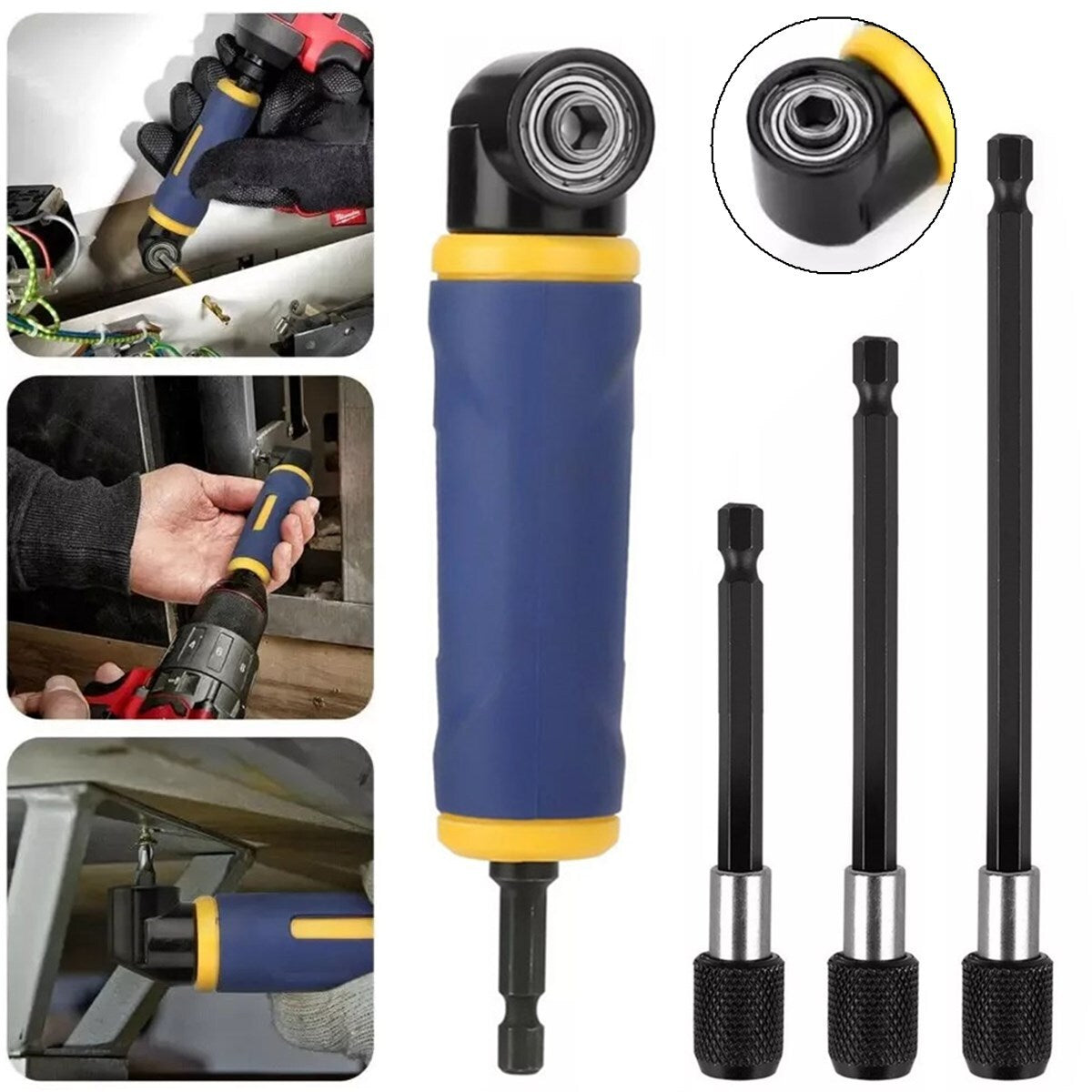 Extension Screwdriver Socket Adapter 90 Degree Right Angle Drill Attachment Tool