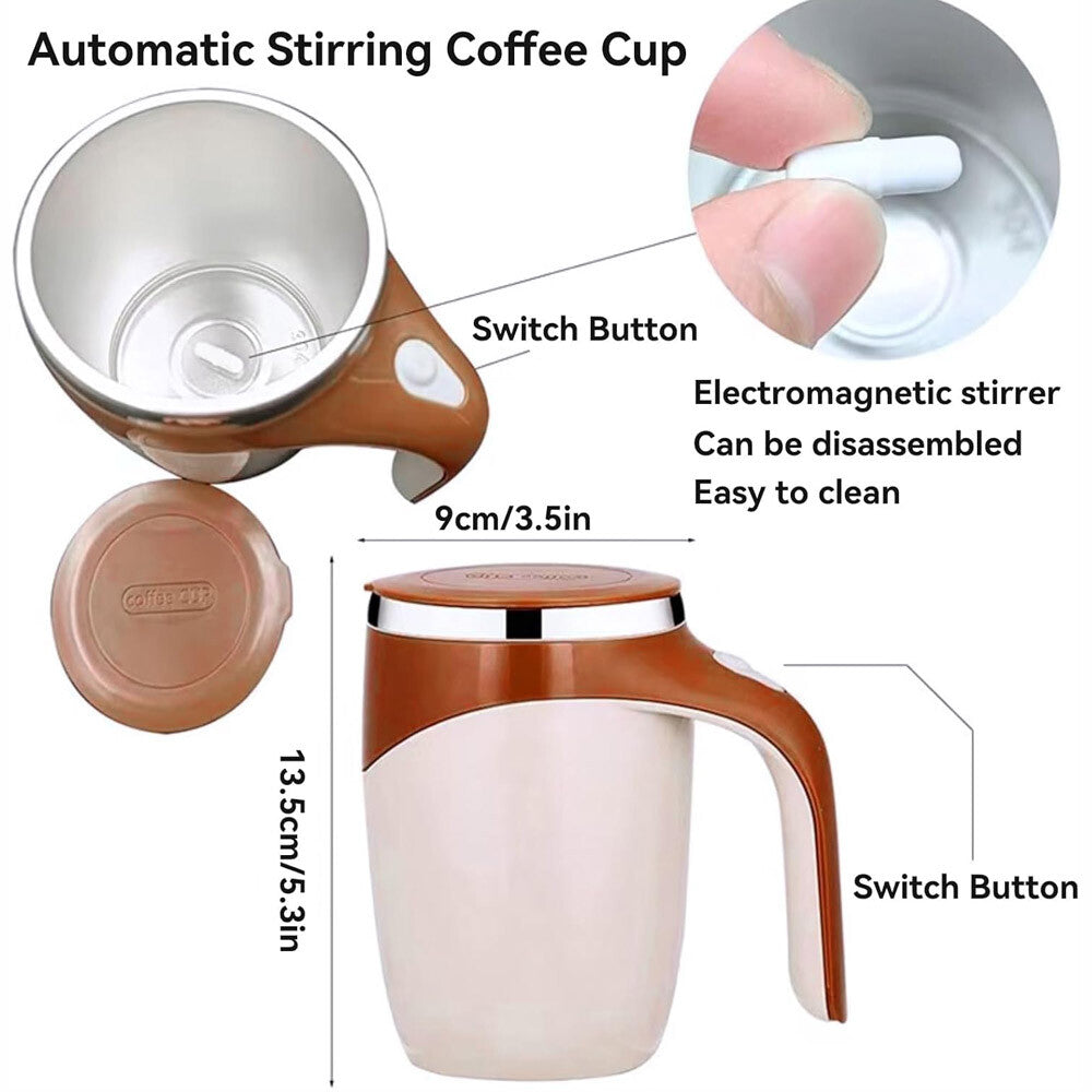 Automatic Self Mixing Magnetic Stainless Steel Coffee Cup Milk Self Stirring Mug