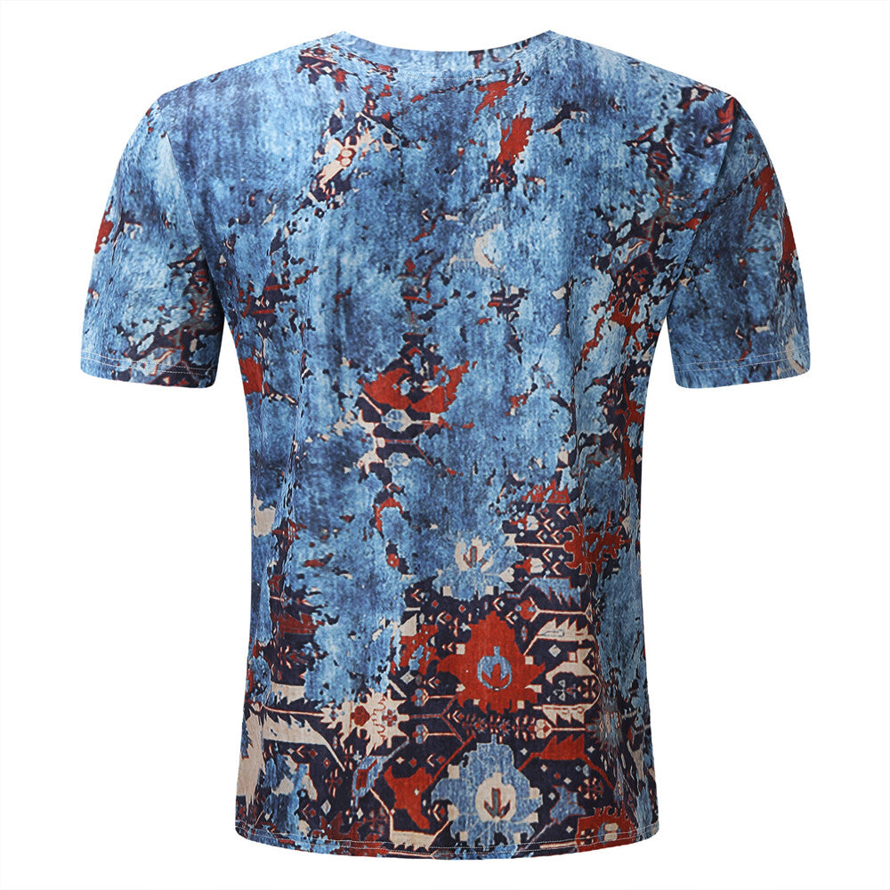 T-Shirt Mens Vintage Printed Short Sleeve Blouse Summer Casual Fitness Tops Tee