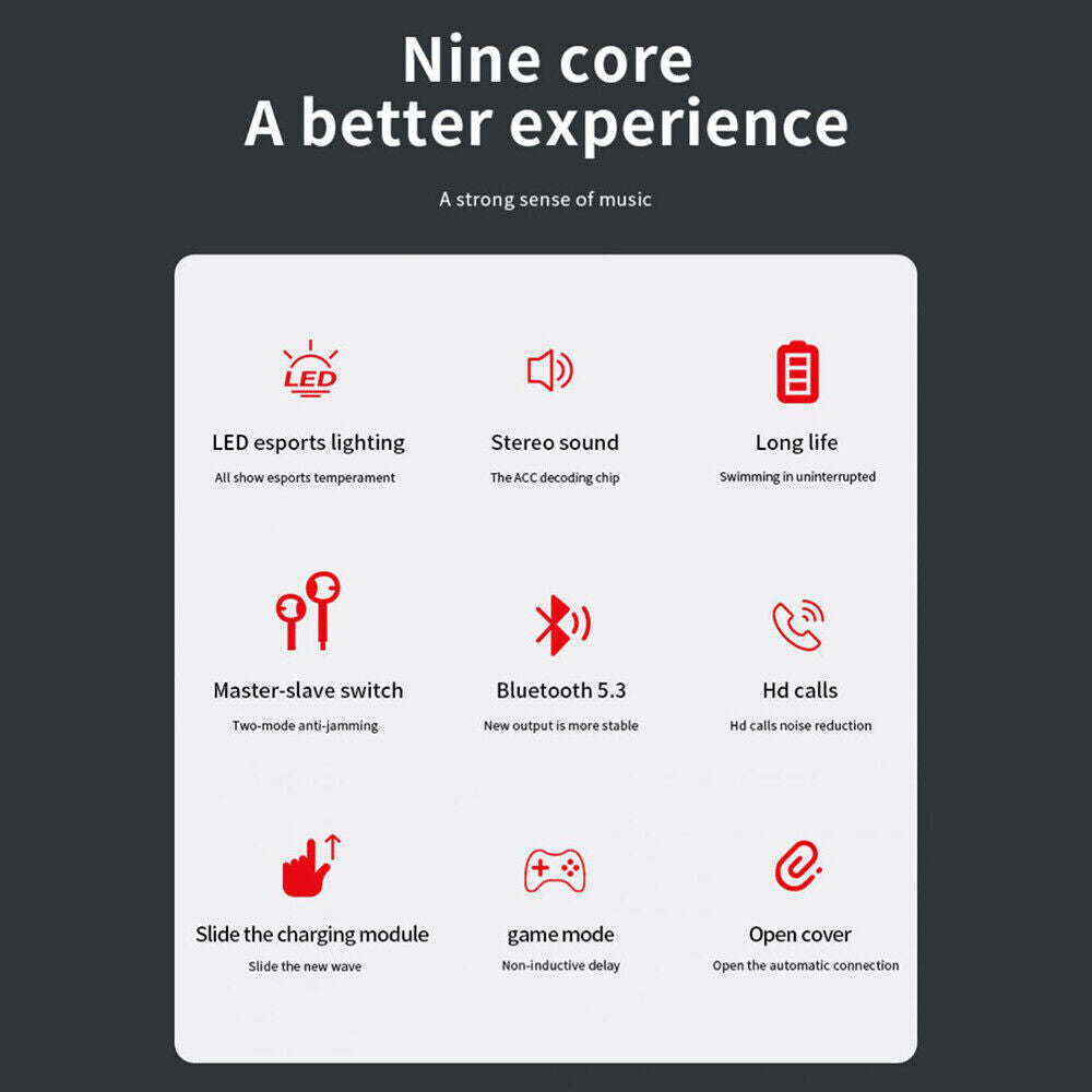 TWS Wireless Earbuds Bluetooth 5.3 Waterproof Headset Headphones with Power Bank