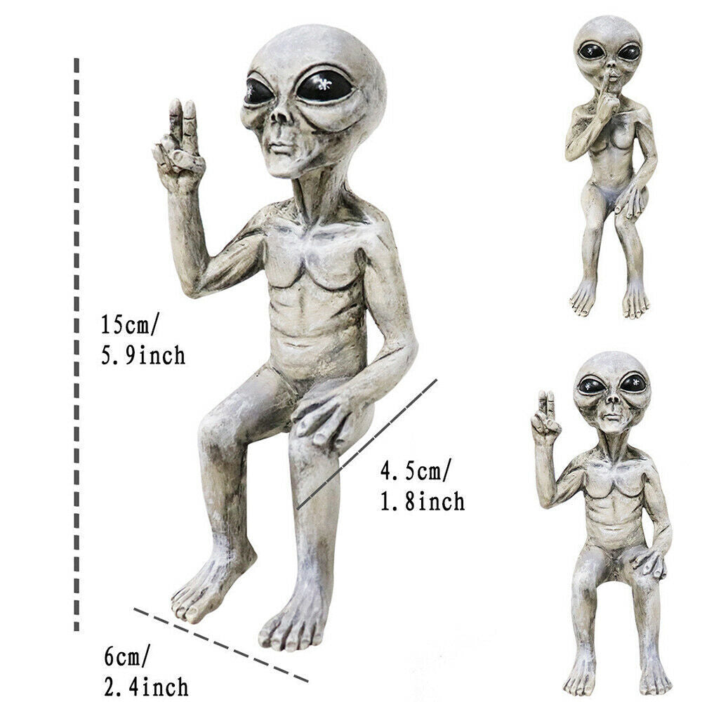 Outer Space Alien Statue Martians Garden Figurine Set Home Decoration Outdoor US