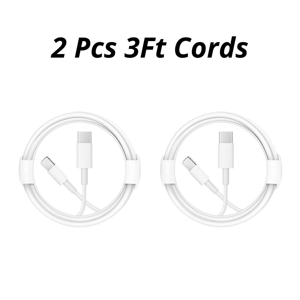 2PCS 20W USB-C Power Adapter Block PD Fast Charger Cable for Iphone 14 13 12 11