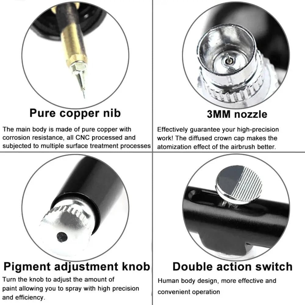Dual Action Airbrush Gravity Feed 0.3Mm Gun Spray Nail Art Paint Tattoo Tool Set