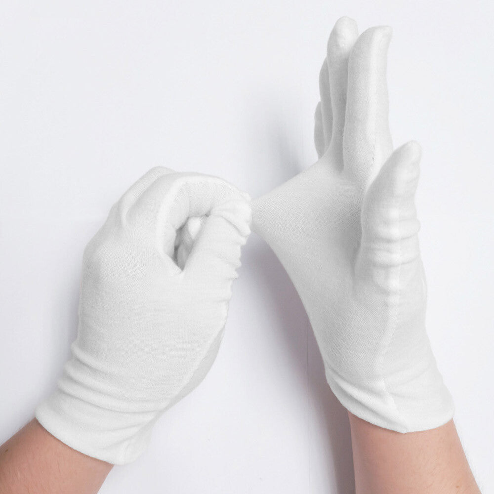 12 Pairs (24 PCS) White Soft Cotton Work Gloves Jewelry Coin Silver Inspection