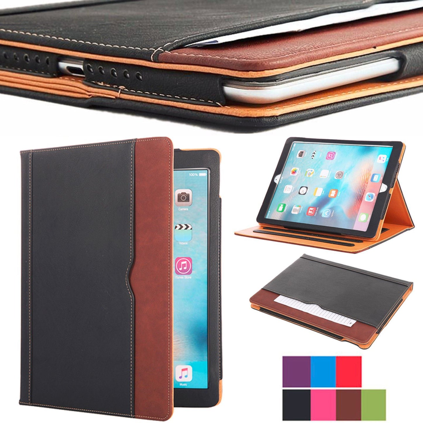 New Luxury Classic Soft Leather Smart Auto Sleep Wake Stand Case for Apple Ipad