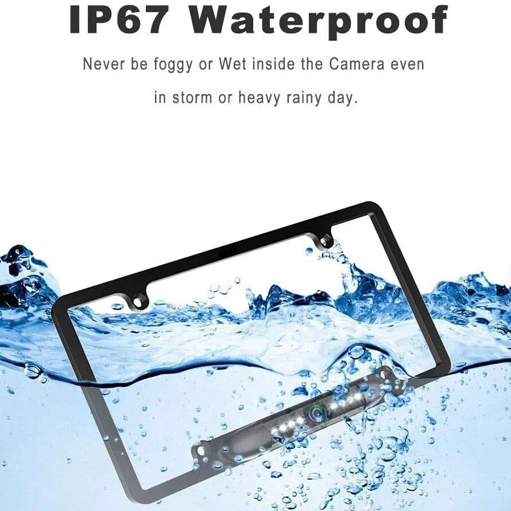 Backup Camera US License Plate Metal Frame Rear View CMOS HD LED Night Vision