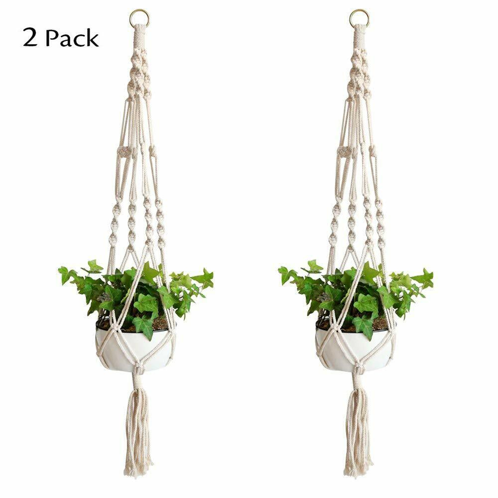 2 Pack Plant Hanger Flower Pot Plant Holder Large 4 Legs Macrame Jute 41 Inch US
