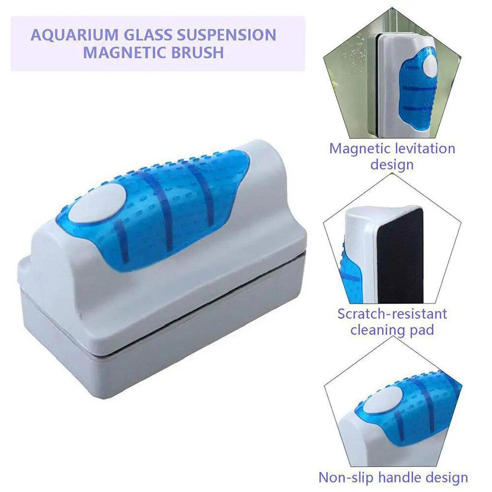 Aquarium Fish Tank Floating Magnetic Glass Cleaner Algae Brush Scrubber Tool US