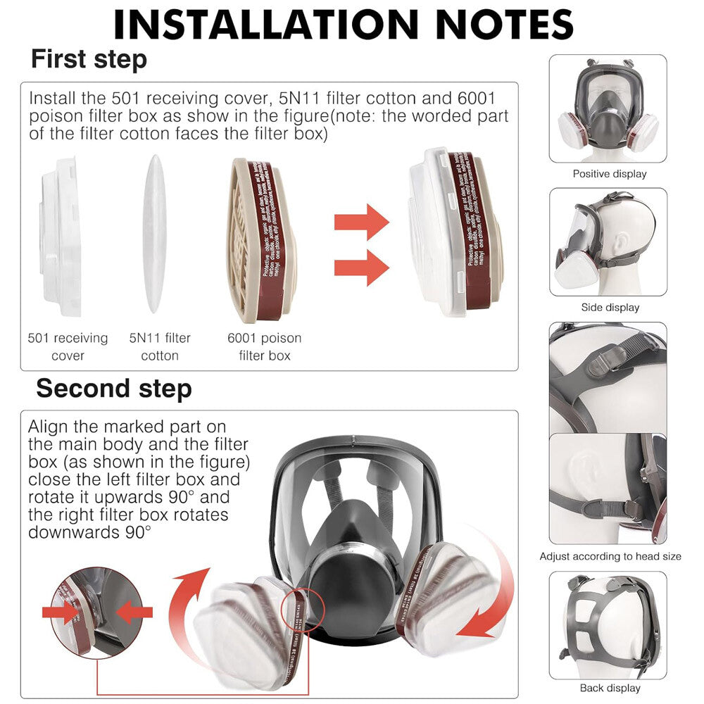 Full Face Gas Mask Painting Spraying Respirator W/Filters for 6800 Facepiece US