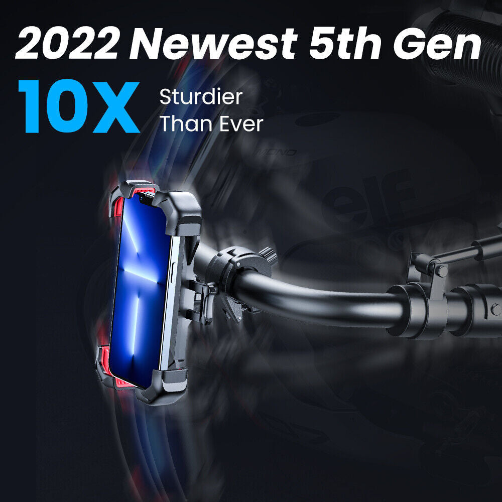 Motorcycle Phone Mount Auto Lock 100Mph Military Anti-Shake Bike Phone Holder US