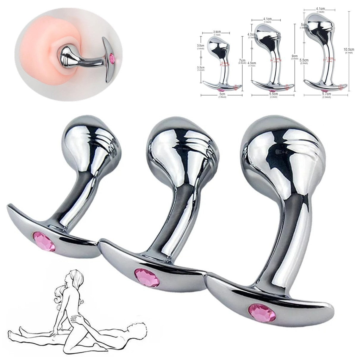 Metal Steel G-Spot Anal Butt Plug Prostate Massager Probe Sex Toys for Men Women