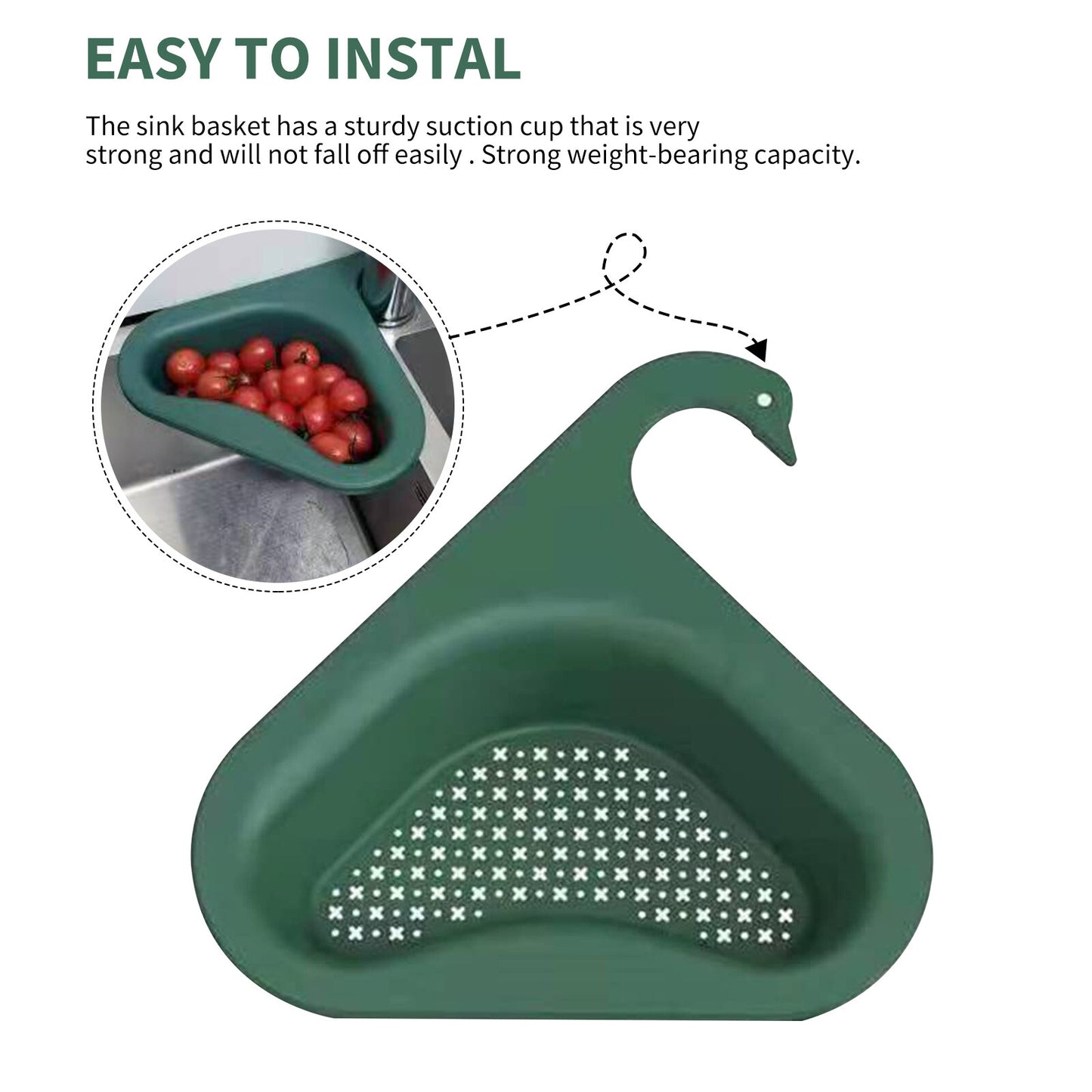 2 PCS Kitchen Sink Rack Strainer Basket Filter Swan-Shaped Drain ORANGE+GREEN US