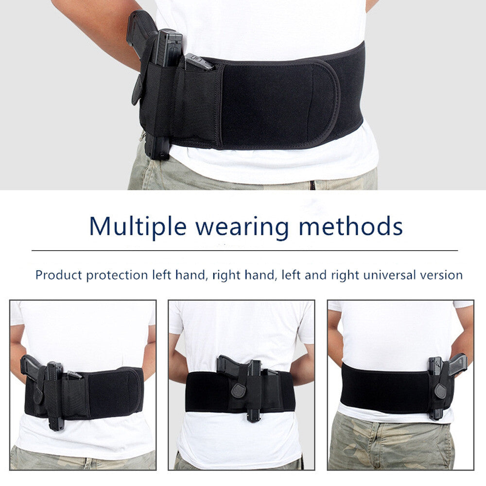 Tactical Belly Gun Holster Belt Concealed Carry Waist Pistol Holder Magazine Bag