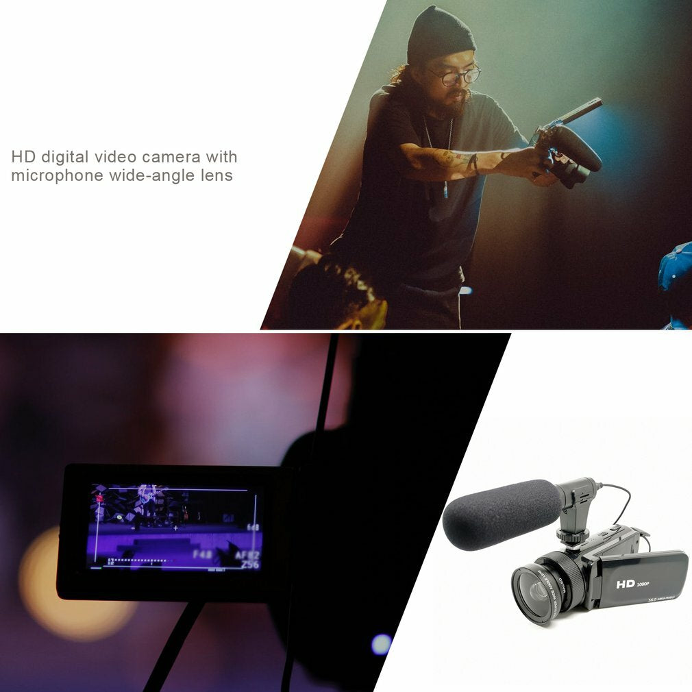 HD 1080P Digital Video Camera Camcorder Youtube Vlogging Recorder W/Microphone