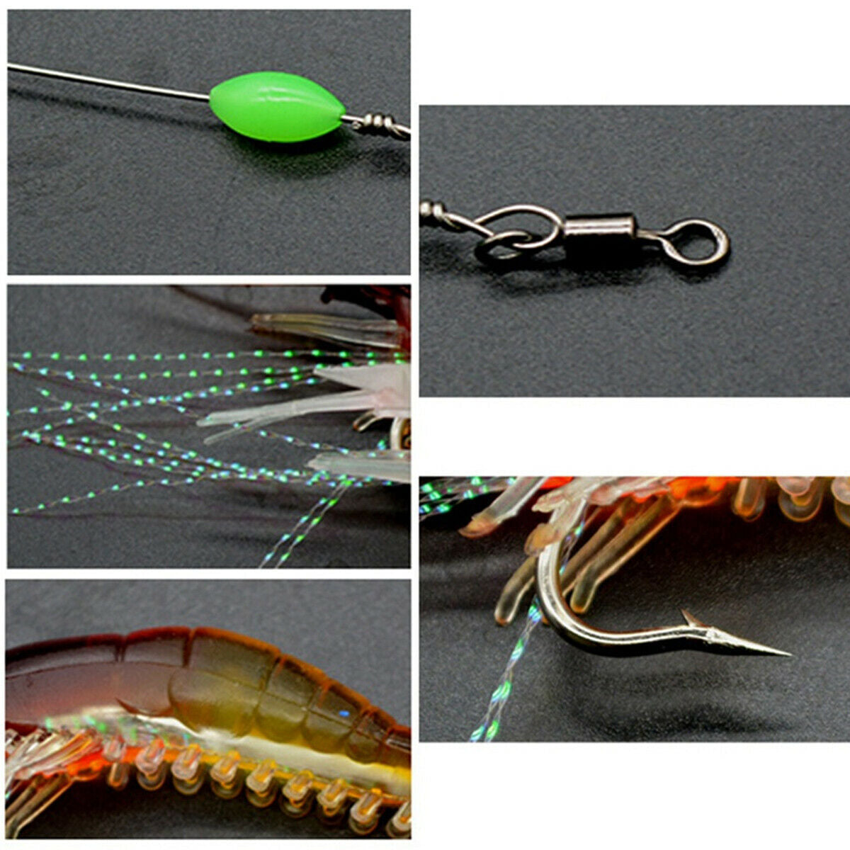 7X Luminous Fishing Bait Lure Artificial Shrimp Lures Soft Hook Prawn Bait Kit
