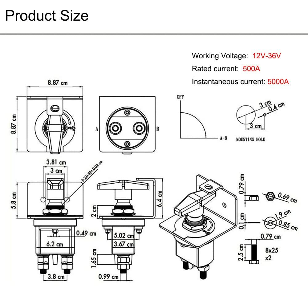 12V-36V Battery Kill Switch Disconnect Isolator Power Cut off Car Boat Marine RV