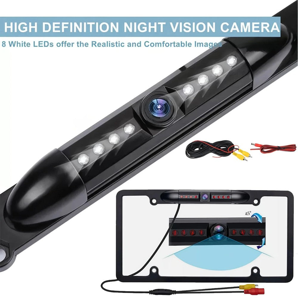 Backup Camera US License Plate Metal Frame Rear View CMOS HD LED Night Vision